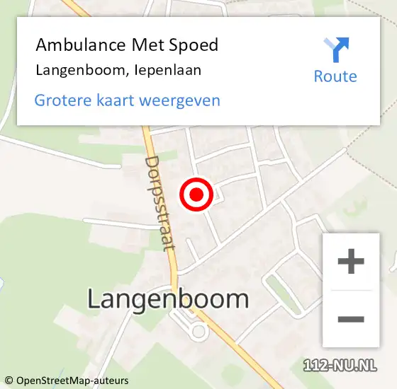 Locatie op kaart van de 112 melding: Ambulance Met Spoed Naar Langenboom, Iepenlaan op 22 juli 2018 01:25