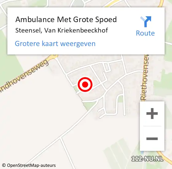 Locatie op kaart van de 112 melding: Ambulance Met Grote Spoed Naar Steensel, Van Kriekenbeeckhof op 22 juli 2018 01:38