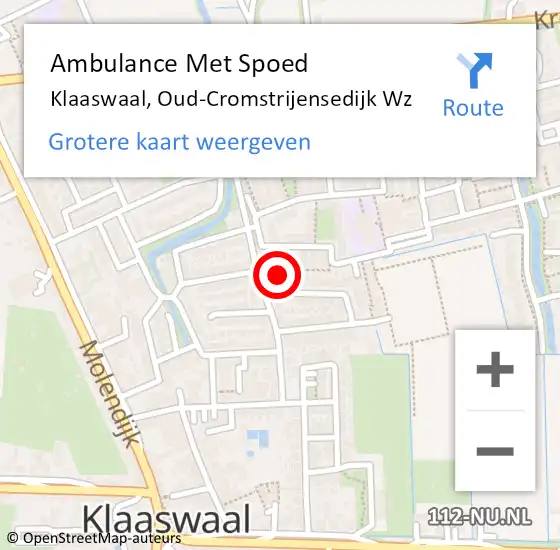 Locatie op kaart van de 112 melding: Ambulance Met Spoed Naar Klaaswaal, Oude Veerweg op 22 juli 2018 01:42