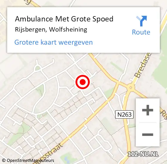 Locatie op kaart van de 112 melding: Ambulance Met Grote Spoed Naar Rijsbergen, Wolfsheining op 22 juli 2018 01:53