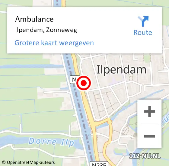 Locatie op kaart van de 112 melding: Ambulance Ilpendam, Zonneweg op 22 juli 2018 01:55