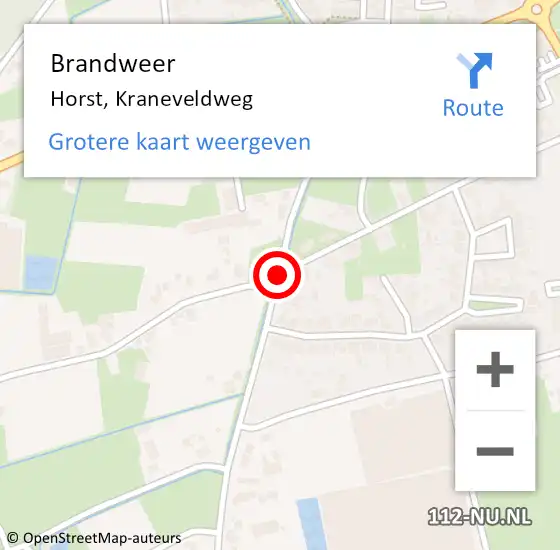 Locatie op kaart van de 112 melding: Brandweer Horst, Kraneveldweg op 22 juli 2018 02:04