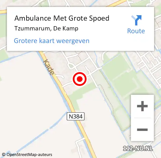 Locatie op kaart van de 112 melding: Ambulance Met Grote Spoed Naar Tzummarum, De Kamp op 22 juli 2018 02:53