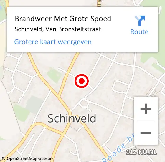 Locatie op kaart van de 112 melding: Brandweer Met Grote Spoed Naar Schinveld, Van Bronsfeltstraat op 22 juli 2018 03:06