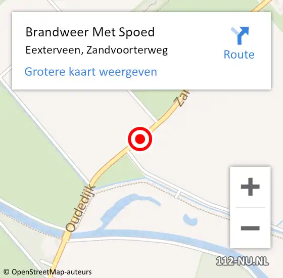 Locatie op kaart van de 112 melding: Brandweer Met Spoed Naar Eexterveen, Zandvoorterweg op 22 juli 2018 03:21