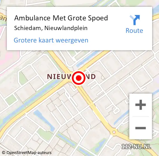 Locatie op kaart van de 112 melding: Ambulance Met Grote Spoed Naar Schiedam, Nieuwlandplein op 22 juli 2018 03:44