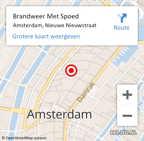 Locatie op kaart van de 112 melding: Brandweer Met Spoed Naar Amsterdam, Nieuwe Nieuwstraat op 22 juli 2018 03:52