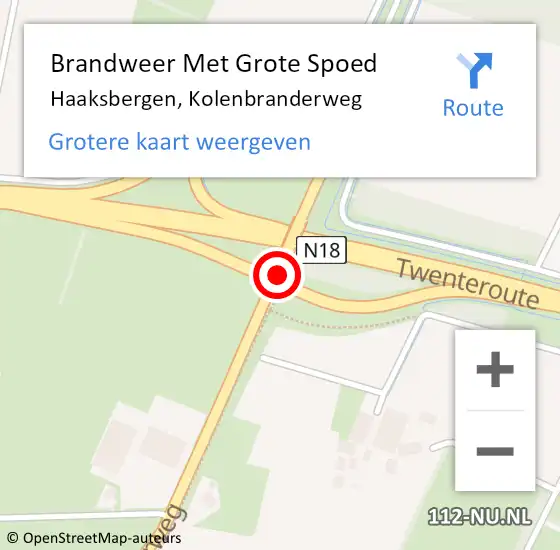 Locatie op kaart van de 112 melding: Brandweer Met Grote Spoed Naar Haaksbergen, Kolenbranderweg op 22 juli 2018 04:07