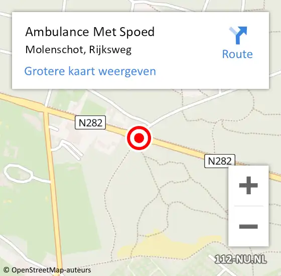 Locatie op kaart van de 112 melding: Ambulance Met Spoed Naar Molenschot, Rijksweg op 22 juli 2018 04:11