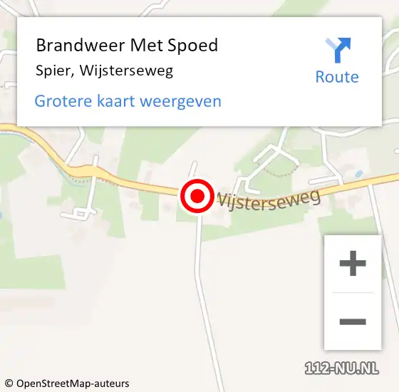 Locatie op kaart van de 112 melding: Brandweer Met Spoed Naar Spier, Wijsterseweg op 22 juli 2018 04:13