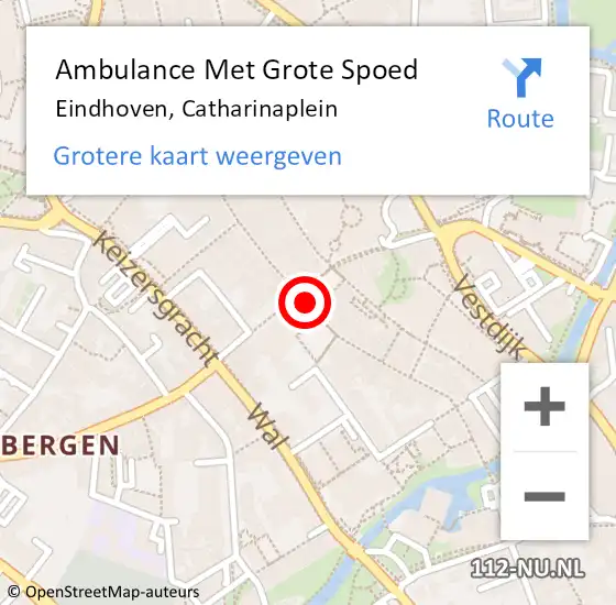 Locatie op kaart van de 112 melding: Ambulance Met Grote Spoed Naar Eindhoven, Catharinaplein op 22 juli 2018 04:15