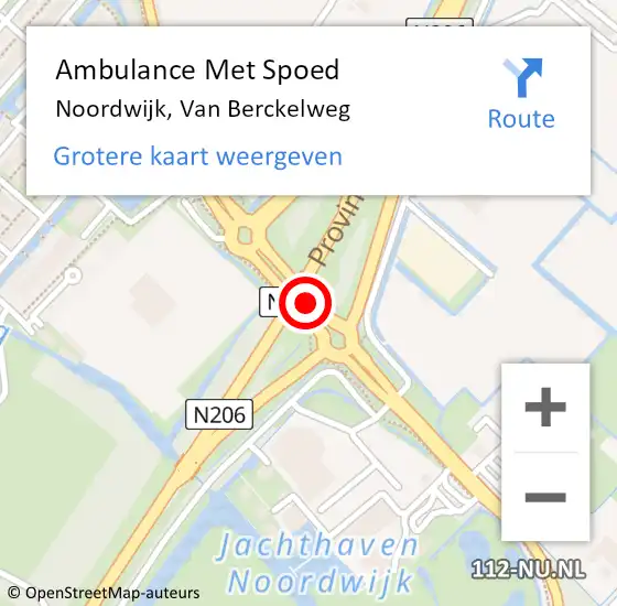 Locatie op kaart van de 112 melding: Ambulance Met Spoed Naar Noordwijk, Van Berckelweg op 22 juli 2018 04:18