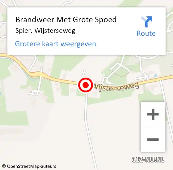 Locatie op kaart van de 112 melding: Brandweer Met Grote Spoed Naar Spier, Wijsterseweg op 22 juli 2018 04:30