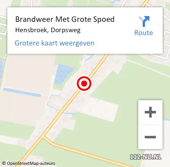 Locatie op kaart van de 112 melding: Brandweer Met Grote Spoed Naar Hensbroek, Dorpsweg op 22 juli 2018 05:15