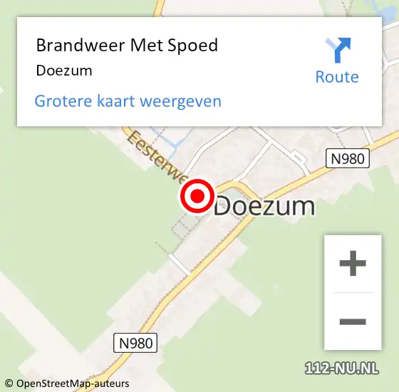 Locatie op kaart van de 112 melding: Brandweer Met Spoed Naar Doezum op 22 juli 2018 05:23