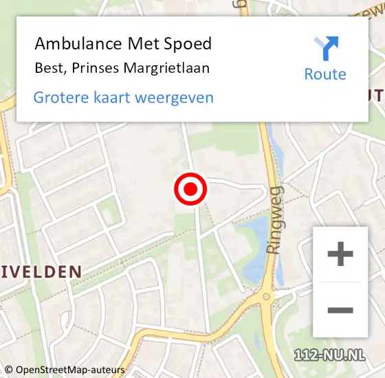 Locatie op kaart van de 112 melding: Ambulance Met Spoed Naar Best, Prinses Margrietlaan op 22 juli 2018 05:32