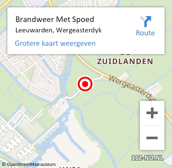 Locatie op kaart van de 112 melding: Brandweer Met Spoed Naar Leeuwarden, Wergeasterdyk op 22 juli 2018 05:57