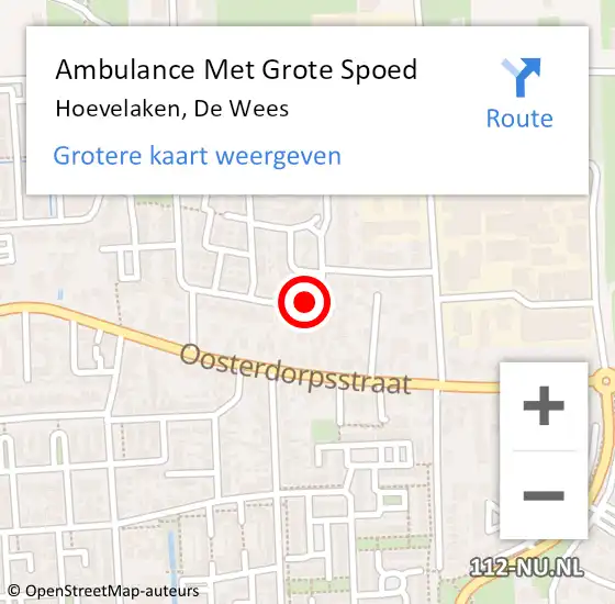 Locatie op kaart van de 112 melding: Ambulance Met Grote Spoed Naar Hoevelaken, De Wees op 22 juli 2018 07:11