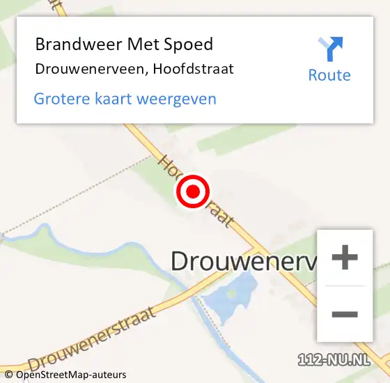 Locatie op kaart van de 112 melding: Brandweer Met Spoed Naar Drouwenerveen, Hoofdstraat op 22 juli 2018 08:32