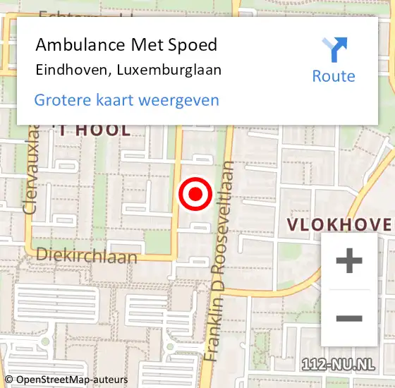 Locatie op kaart van de 112 melding: Ambulance Met Spoed Naar Eindhoven, Luxemburglaan op 22 juli 2018 10:24