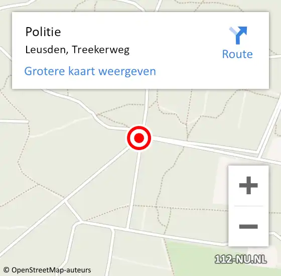 Locatie op kaart van de 112 melding: Politie Leusden, Treekerweg op 22 juli 2018 10:42