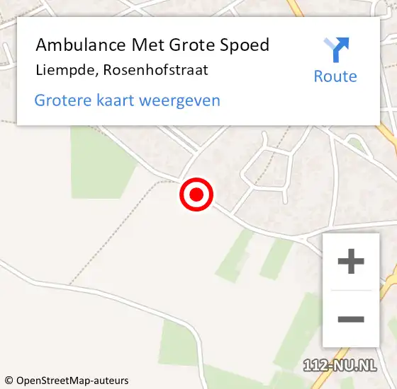 Locatie op kaart van de 112 melding: Ambulance Met Grote Spoed Naar Liempde, Rosenhofstraat op 22 juli 2018 11:22