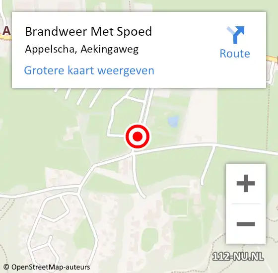 Locatie op kaart van de 112 melding: Brandweer Met Spoed Naar Appelscha, Aekingaweg op 22 juli 2018 11:24