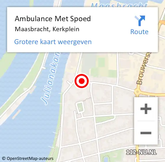 Locatie op kaart van de 112 melding: Ambulance Met Spoed Naar Maasbracht, Kerkplein op 22 juli 2018 11:27