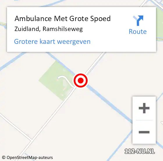 Locatie op kaart van de 112 melding: Ambulance Met Grote Spoed Naar Zuidland, Ramshilseweg op 22 juli 2018 11:31