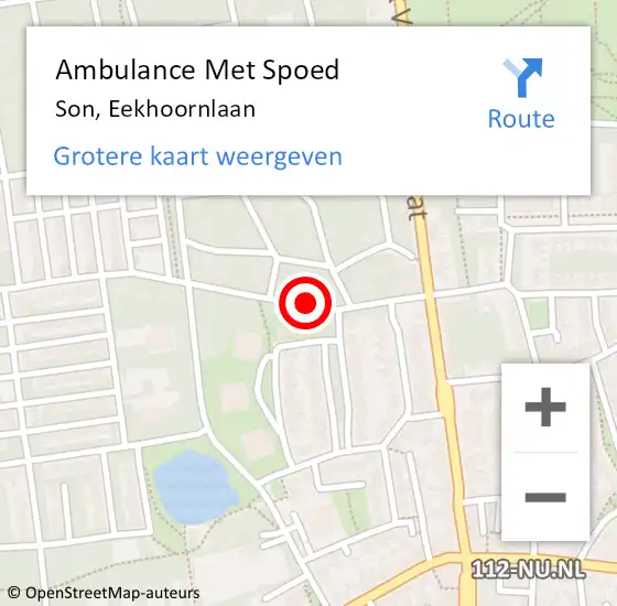 Locatie op kaart van de 112 melding: Ambulance Met Spoed Naar Son, Eekhoornlaan op 22 juli 2018 11:44