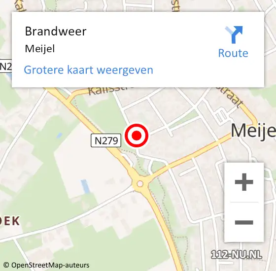 Locatie op kaart van de 112 melding: Brandweer Meijel op 22 juli 2018 11:58