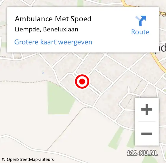 Locatie op kaart van de 112 melding: Ambulance Met Spoed Naar Liempde, Beneluxlaan op 22 juli 2018 12:09