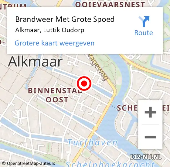 Locatie op kaart van de 112 melding: Brandweer Met Grote Spoed Naar Alkmaar, Luttik Oudorp op 22 juli 2018 12:33