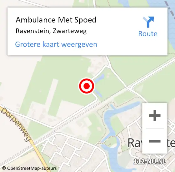Locatie op kaart van de 112 melding: Ambulance Met Spoed Naar Ravenstein, Zwarteweg op 22 juli 2018 12:33