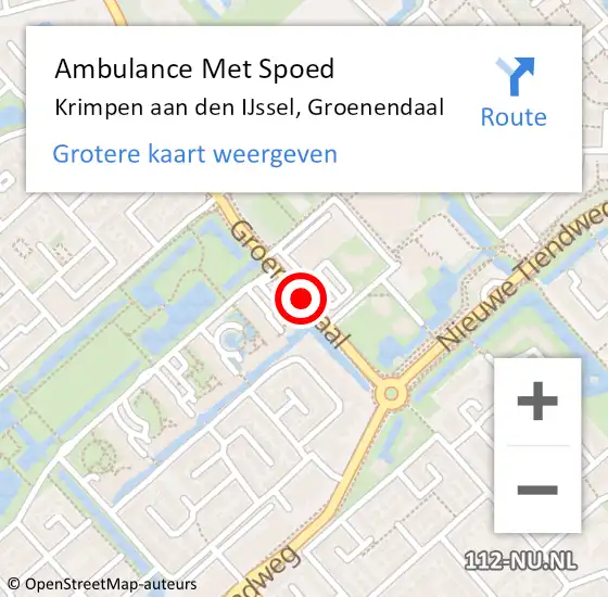 Locatie op kaart van de 112 melding: Ambulance Met Spoed Naar Krimpen aan den IJssel, Groenendaal op 22 juli 2018 12:37