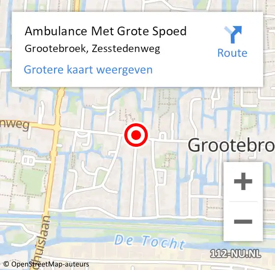 Locatie op kaart van de 112 melding: Ambulance Met Grote Spoed Naar Grootebroek, Zesstedenweg op 22 juli 2018 12:40