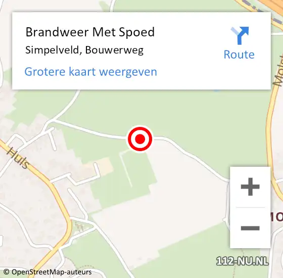 Locatie op kaart van de 112 melding: Brandweer Met Spoed Naar Simpelveld, Bouwerweg op 22 juli 2018 12:40
