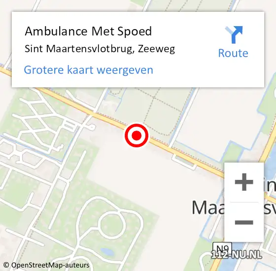 Locatie op kaart van de 112 melding: Ambulance Met Spoed Naar Sint Maartensvlotbrug, Zeeweg op 22 juli 2018 12:40