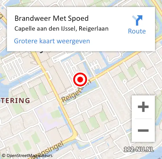 Locatie op kaart van de 112 melding: Brandweer Met Spoed Naar Capelle aan den IJssel, Reigerlaan op 22 juli 2018 12:40