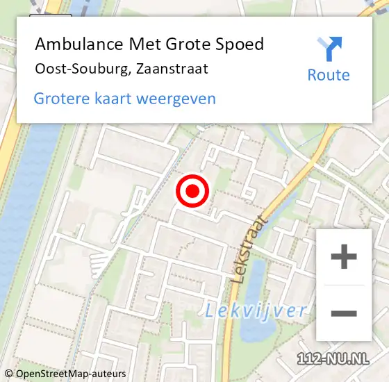 Locatie op kaart van de 112 melding: Ambulance Met Grote Spoed Naar Oost-Souburg, Zaanstraat op 22 juli 2018 12:45
