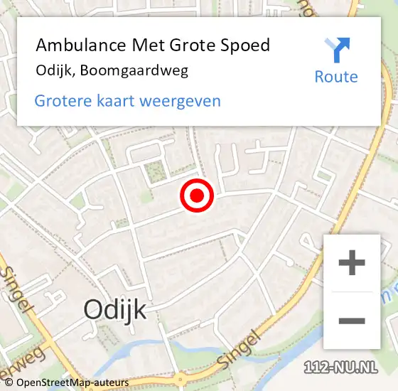 Locatie op kaart van de 112 melding: Ambulance Met Grote Spoed Naar Odijk, Boomgaardweg op 22 juli 2018 13:28