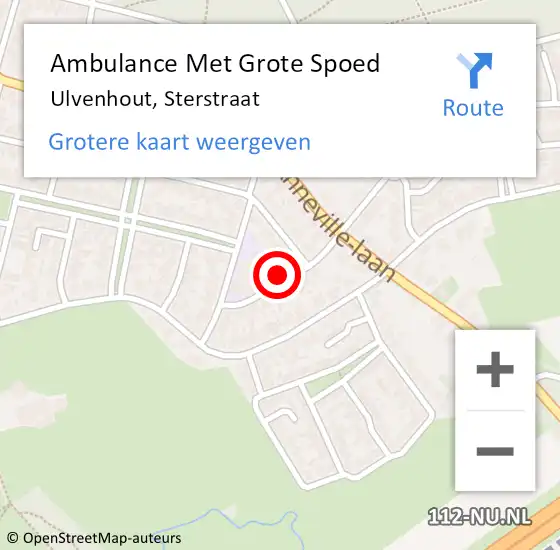 Locatie op kaart van de 112 melding: Ambulance Met Grote Spoed Naar Ulvenhout, Sterstraat op 22 juli 2018 13:44