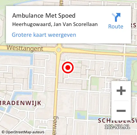 Locatie op kaart van de 112 melding: Ambulance Met Spoed Naar Heerhugowaard, Jan van Scorellaan op 22 juli 2018 14:43
