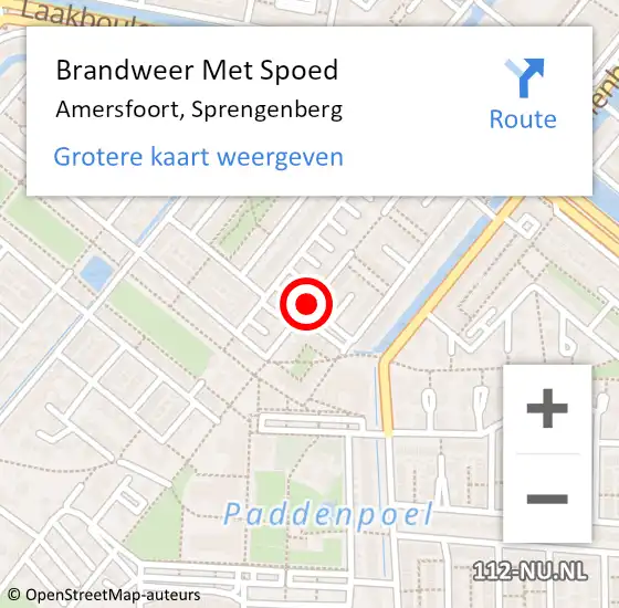 Locatie op kaart van de 112 melding: Brandweer Met Spoed Naar Amersfoort, Sprengenberg op 22 juli 2018 15:55