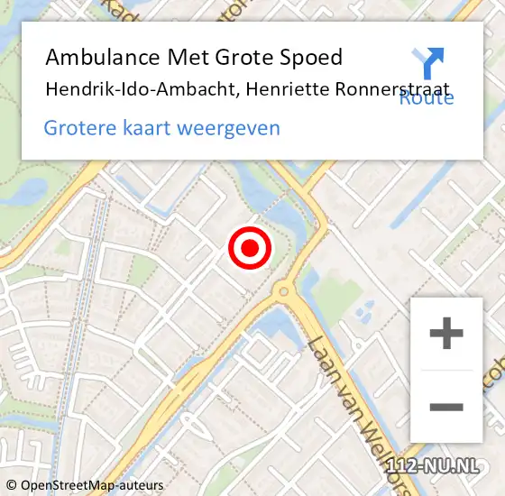 Locatie op kaart van de 112 melding: Ambulance Met Grote Spoed Naar Hendrik-Ido-Ambacht, Henriette Ronnerstraat op 22 juli 2018 16:04