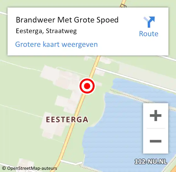 Locatie op kaart van de 112 melding: Brandweer Met Grote Spoed Naar Eesterga, Straatweg op 22 juli 2018 16:25