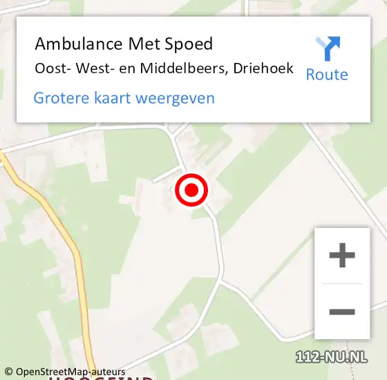 Locatie op kaart van de 112 melding: Ambulance Met Spoed Naar Oost- West- en Middelbeers, Driehoek op 22 juli 2018 16:29