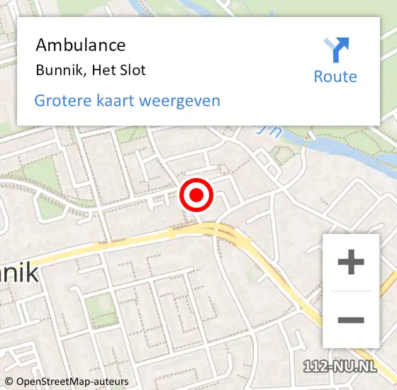 Locatie op kaart van de 112 melding: Ambulance Bunnik, Het Slot op 22 juli 2018 18:00
