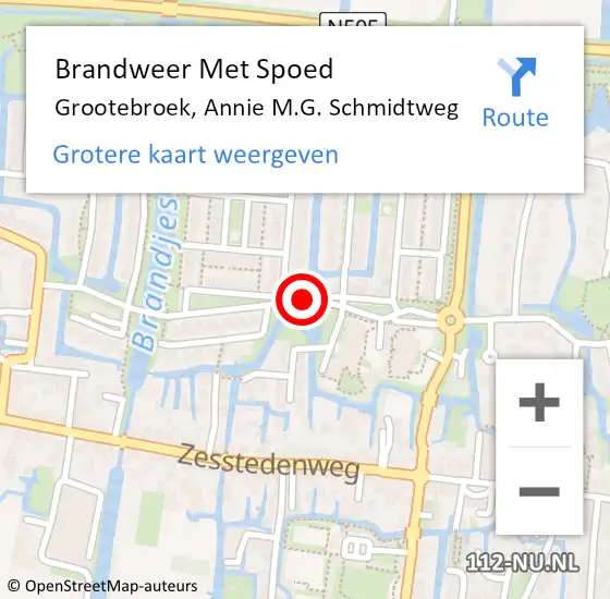 Locatie op kaart van de 112 melding: Brandweer Met Spoed Naar Grootebroek, Annie M.G. Schmidtweg op 22 juli 2018 18:30