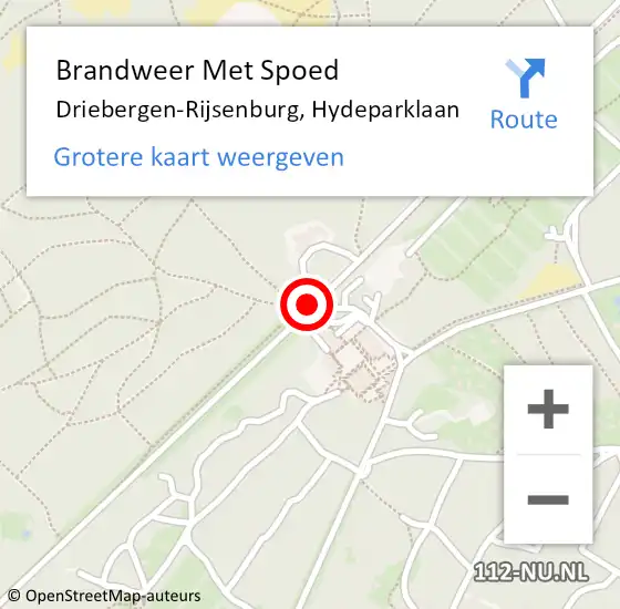 Locatie op kaart van de 112 melding: Brandweer Met Spoed Naar Driebergen-Rijsenburg, Hydeparklaan op 22 juli 2018 18:40